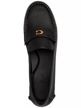 COACH Sculpted C Leather Classic Loafer Flats - Black - Size 10